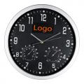 nástěnné hodiny s teploměrem, vlhkoměrem a s vyjmutelným štítkem pro logo APOLO