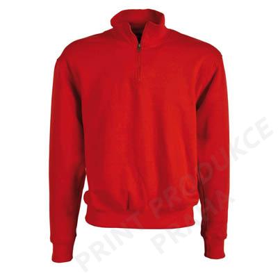 Mikina 1/2 zip, červená