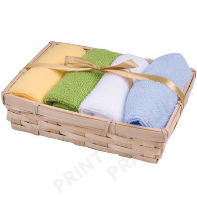 Sada 4 mini ručníků 30x30 cm v bambusovém košíčku