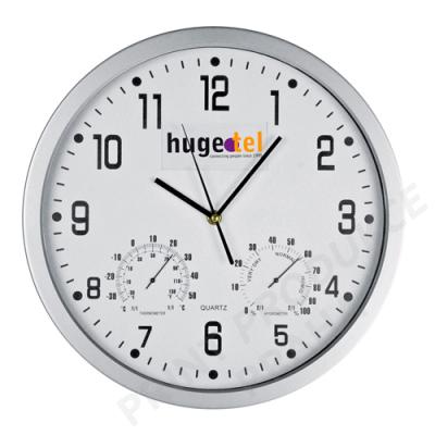 nástěnné hodiny s teploměrem, vlhkoměrem a s vyjmutelným štítkem pro logo APOLO