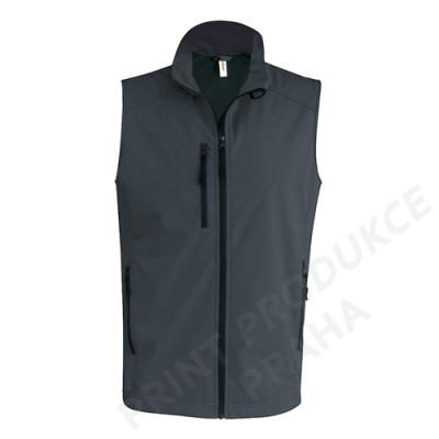 pánská softshellová vesta zn. KARIBAN, 95% polyester, 5% elastan, vodní sloupec 8000 mm, prodyšnost 3000 g/m2 GOULA