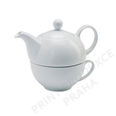keramická čajová sada, obsahuje 0,4 l konvičku a šálek, baleno v černé dárkové krabici TEATIME